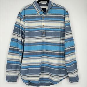 American Eagle Men's Blue Striped Long Sleeve Cotton Shirt‎ Size L